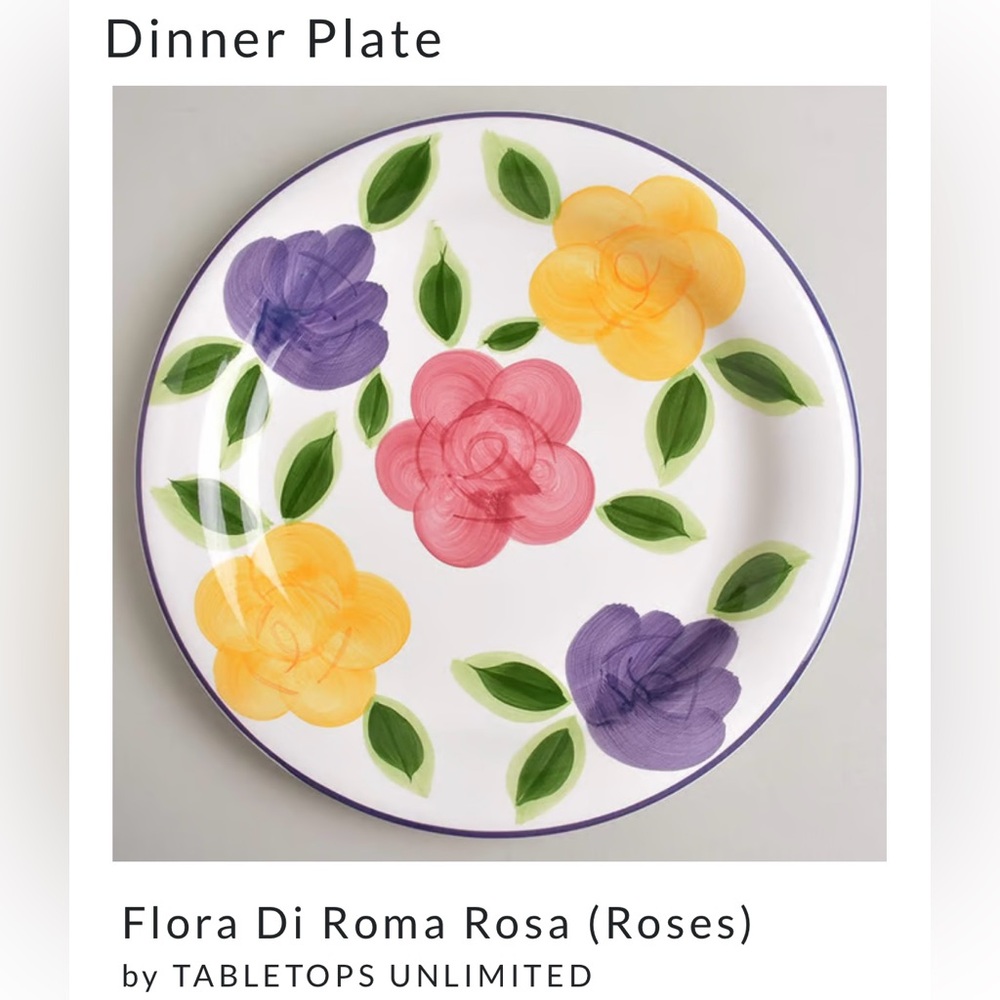 Lot of 6 Flora Di Roma Roses Tabletops Unlimited Dinner Plates 10.5”